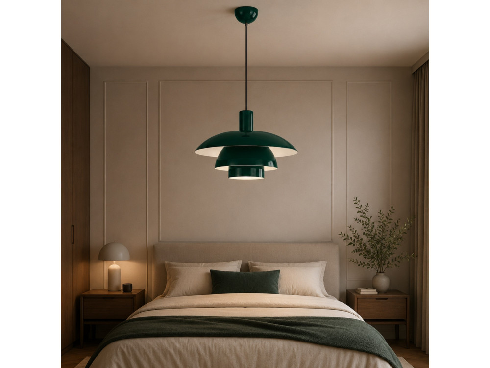 Candeeiro suspenso em metal «Layer» - 45 x 45 cm - Verde escuro