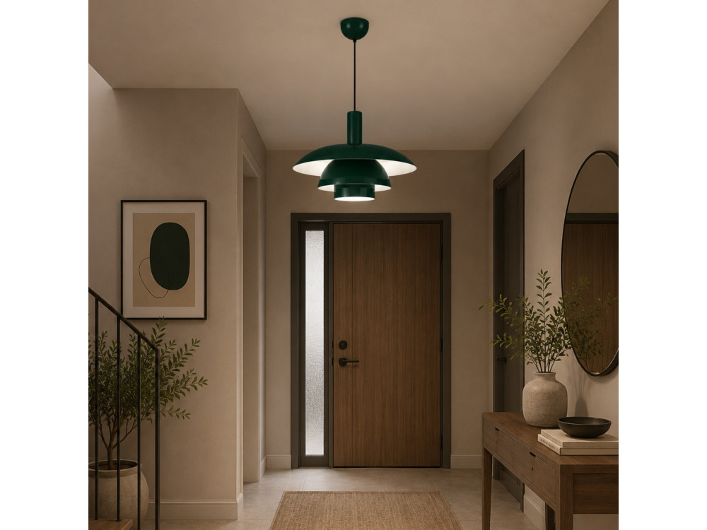 Candeeiro suspenso em metal «Layer» - 45 x 45 cm - Verde escuro