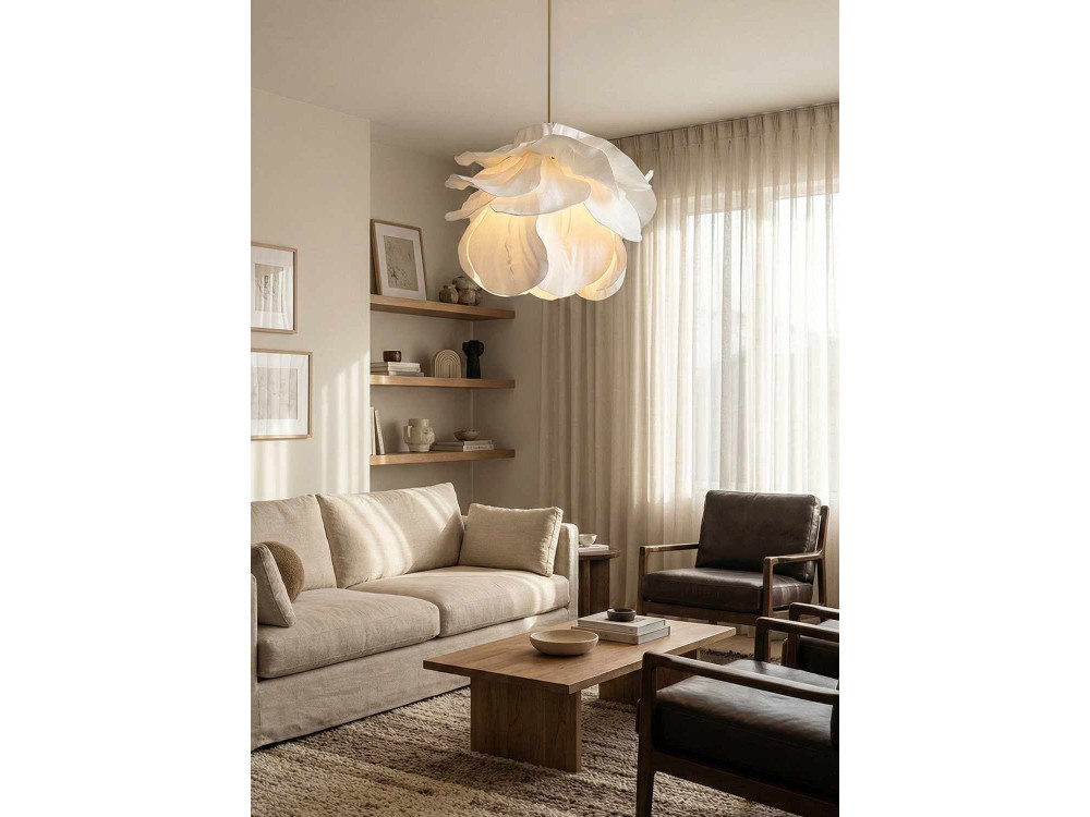 Candeeiro suspenso em plástico «MOD0007» - 48 x 48 cm - Branco