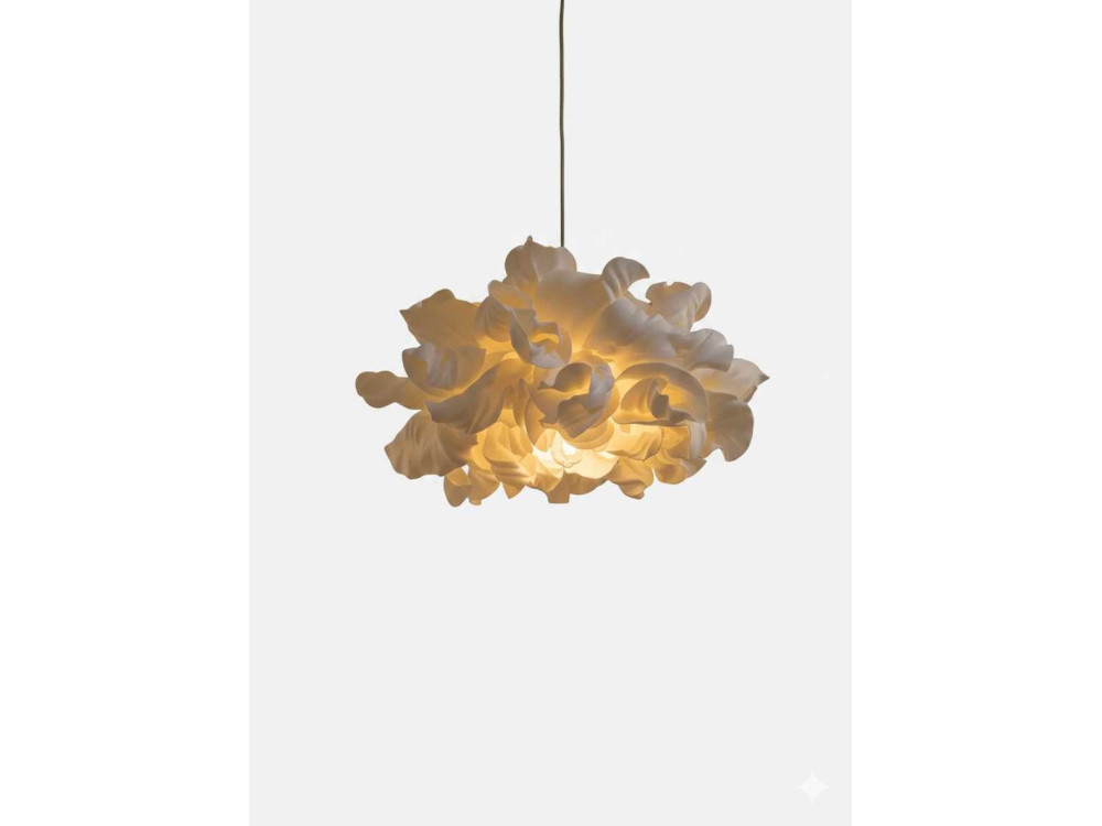 Candeeiro suspenso em plástico «MOD0018» - 48 x 48 cm - Creme