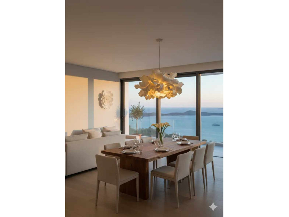 Candeeiro suspenso em plástico «MOD0018» - 48 x 48 cm - Creme