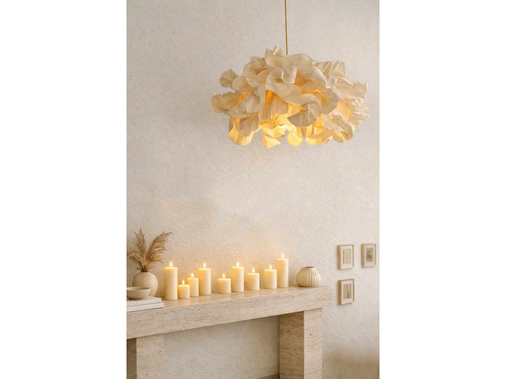 Candeeiro suspenso em plástico «MOD0018» - 48 x 48 cm - Creme