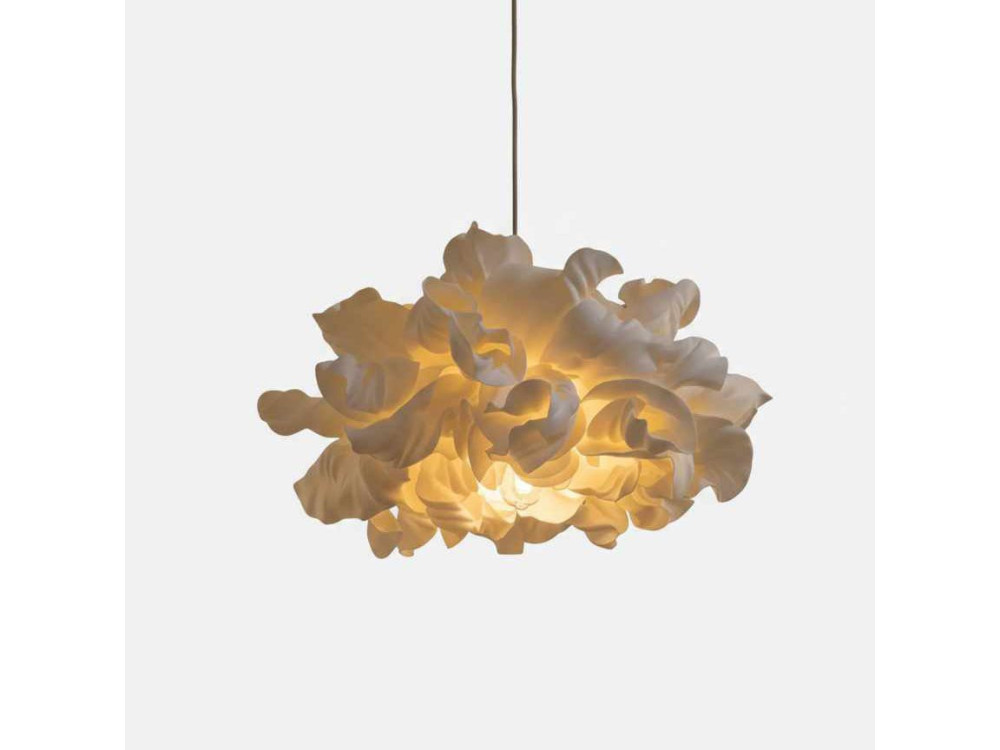 Candeeiro suspenso em plástico «MOD0018» - 48 x 48 cm - Creme