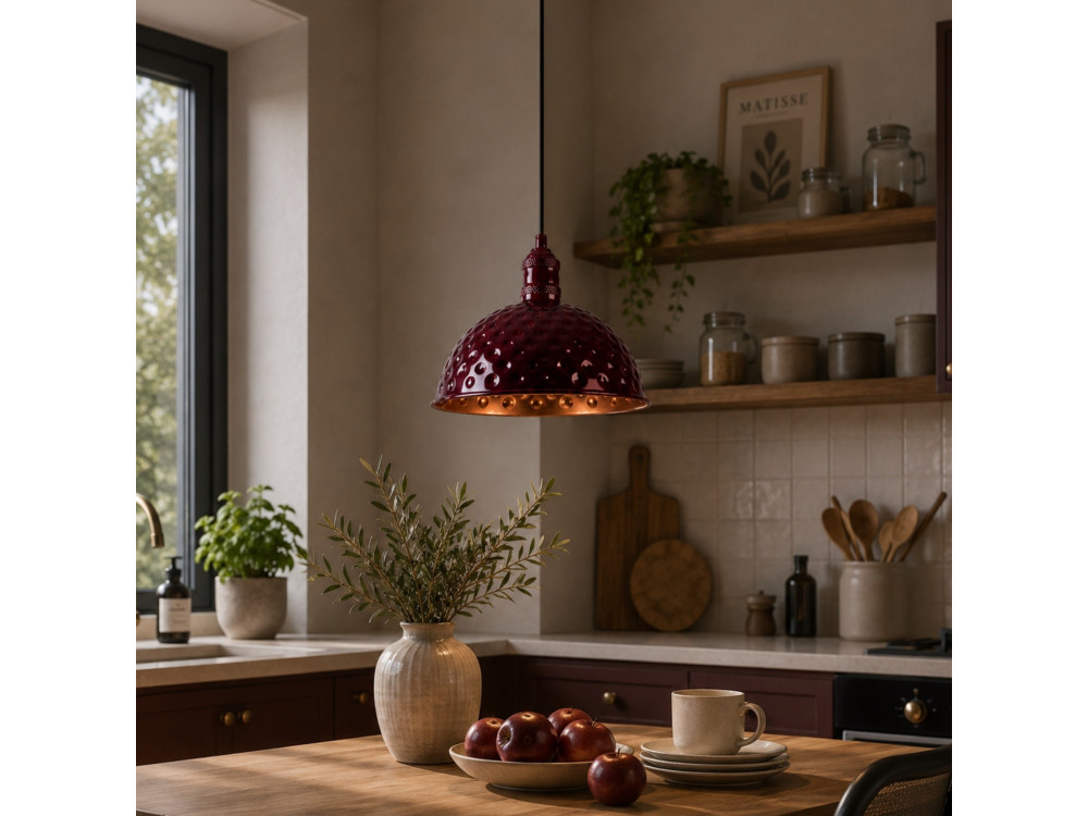 Candeeiro suspenso em metal «Echo» - 26 x 26 cm - Bordeaux