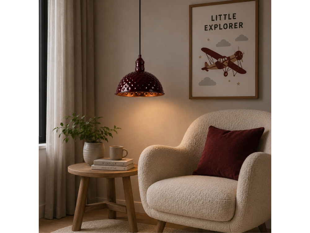 Candeeiro suspenso em metal «Echo» - 26 x 26 cm - Bordeaux