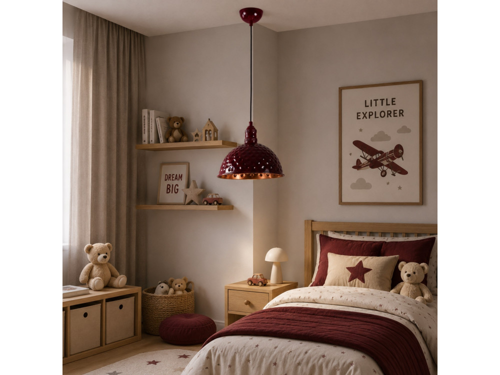 Candeeiro suspenso em metal «Echo» - 26 x 26 cm - Bordeaux