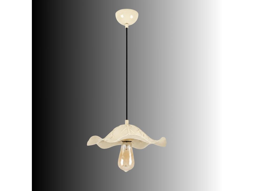 Candeeiro suspenso em metal «Liana» - 29 x 29 cm - Bege