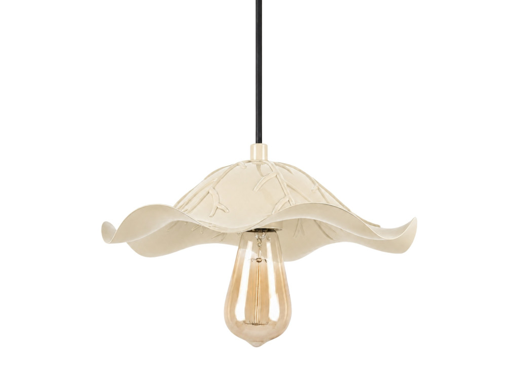 Candeeiro suspenso em metal «Liana» - 29 x 29 cm - Bege