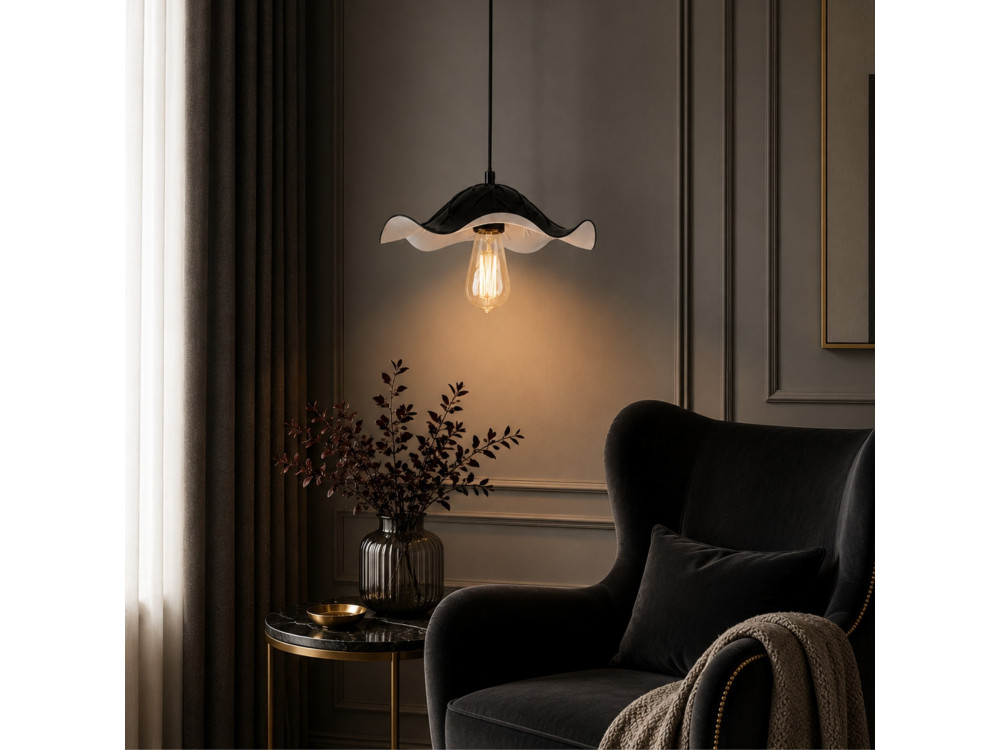 Candeeiro suspenso em metal «Liana» - 29 x 29 cm - Preto