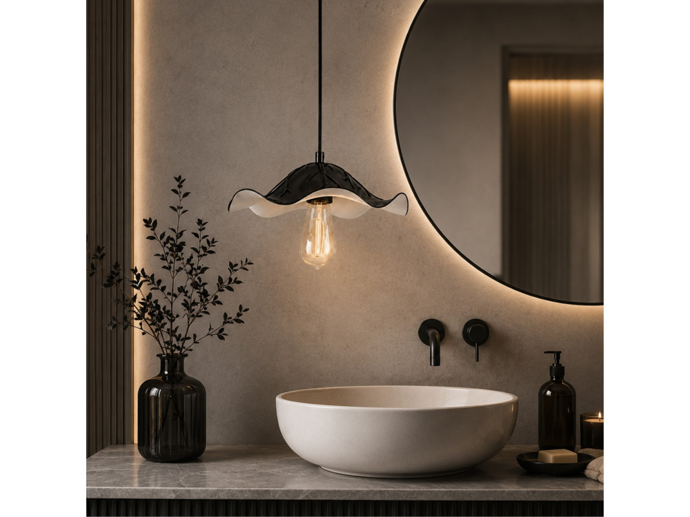 Candeeiro suspenso em metal «Liana» - 29 x 29 cm - Preto