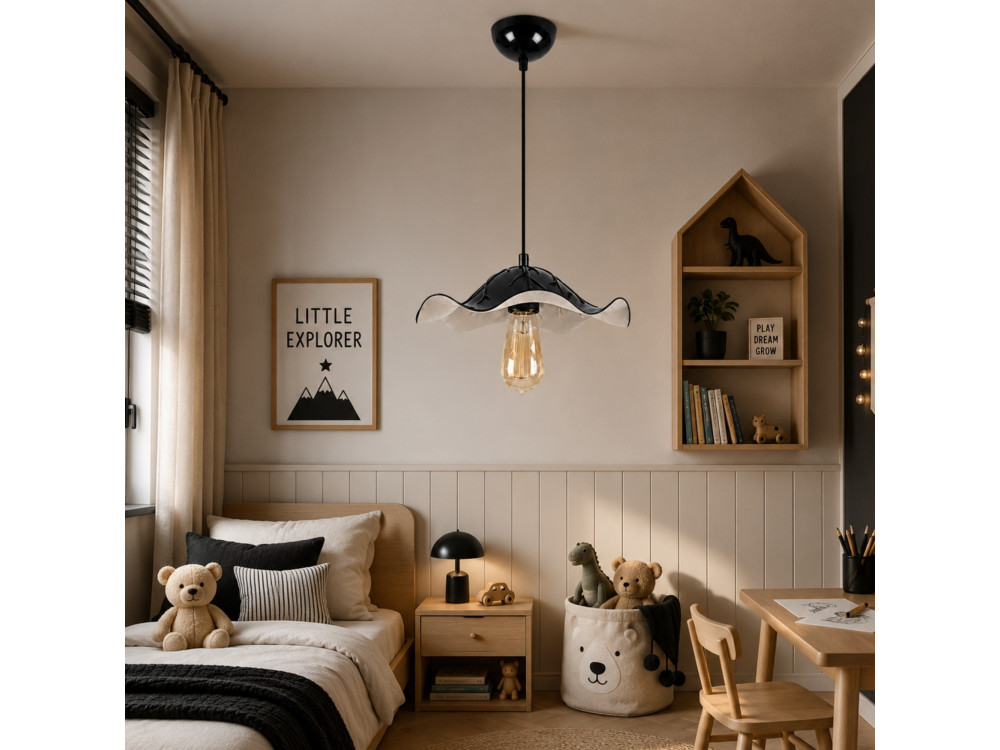 Candeeiro suspenso em metal «Liana» - 29 x 29 cm - Preto