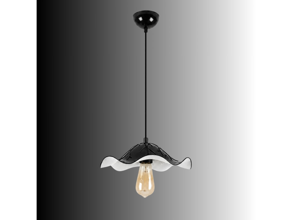 Candeeiro suspenso em metal «Liana» - 29 x 29 cm - Preto