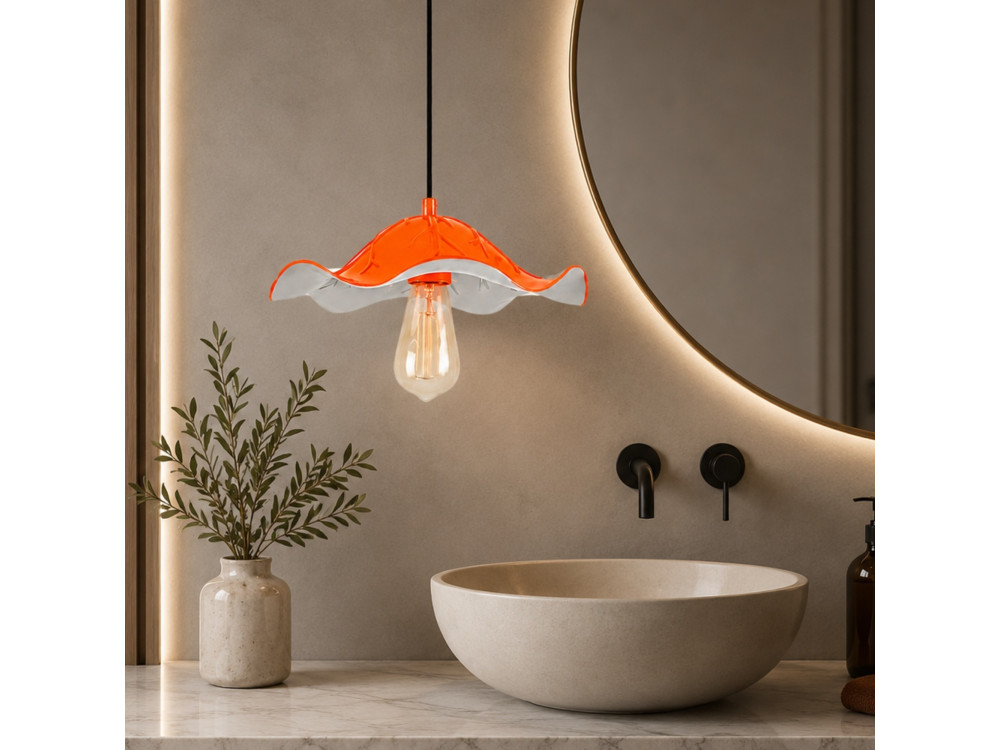 Candeeiro suspenso em metal «Liana» - 29 x 29 cm - Laranja