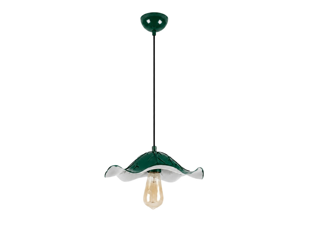 Candeeiro suspenso em metal «Liana» - 29 x 29 cm - Verde escuro