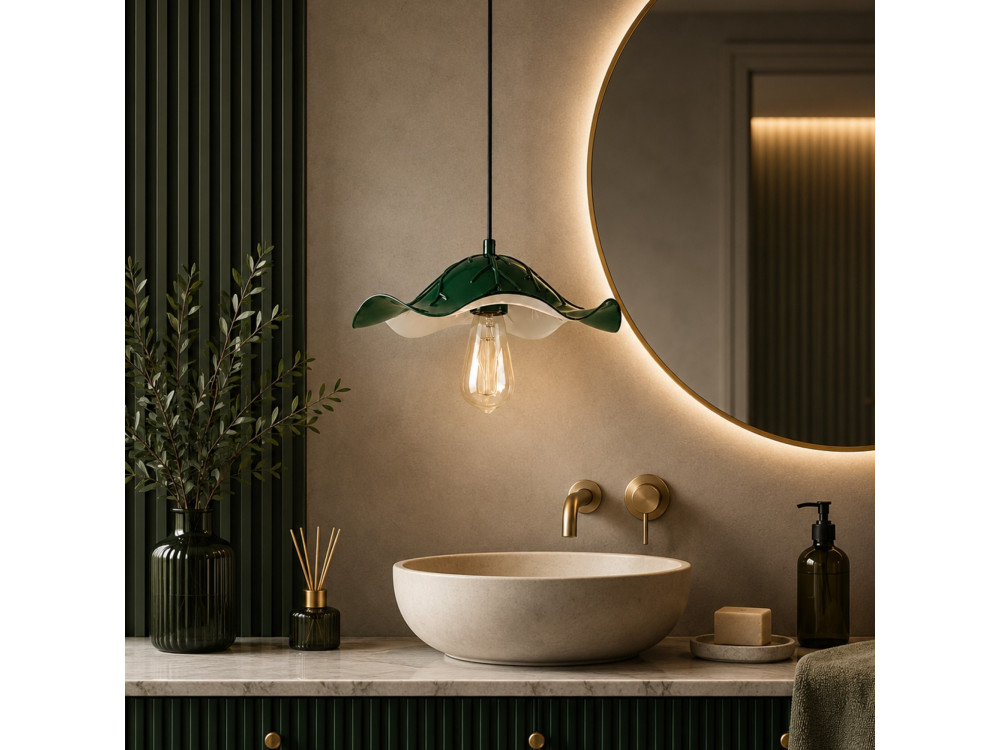 Candeeiro suspenso em metal «Liana» - 29 x 29 cm - Verde escuro