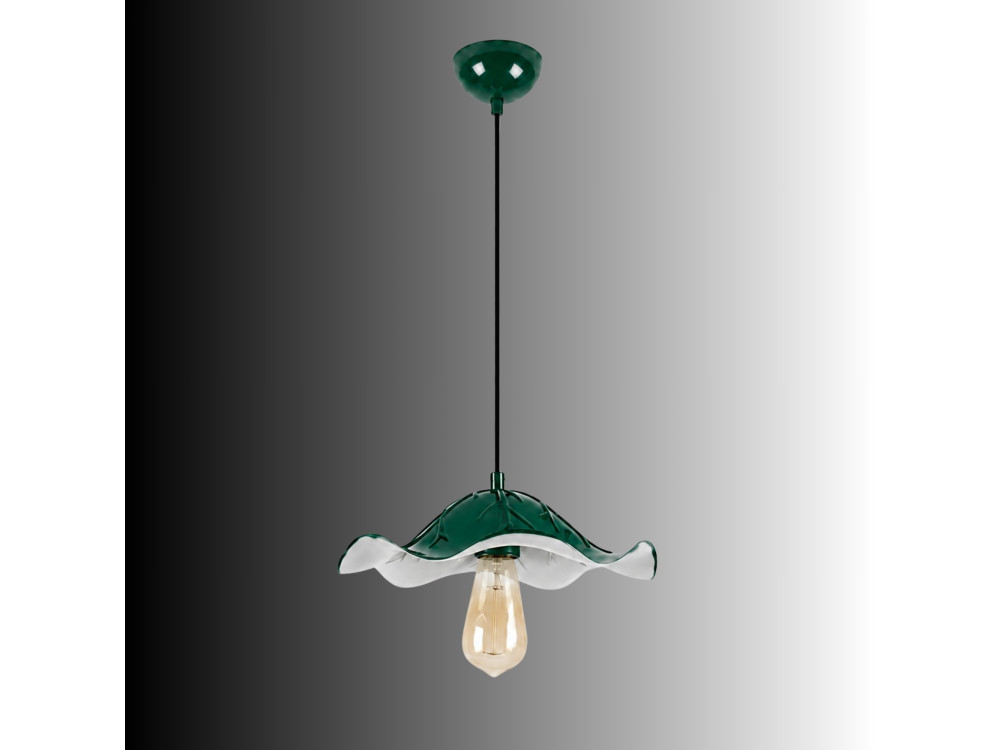 Candeeiro suspenso em metal «Liana» - 29 x 29 cm - Verde escuro