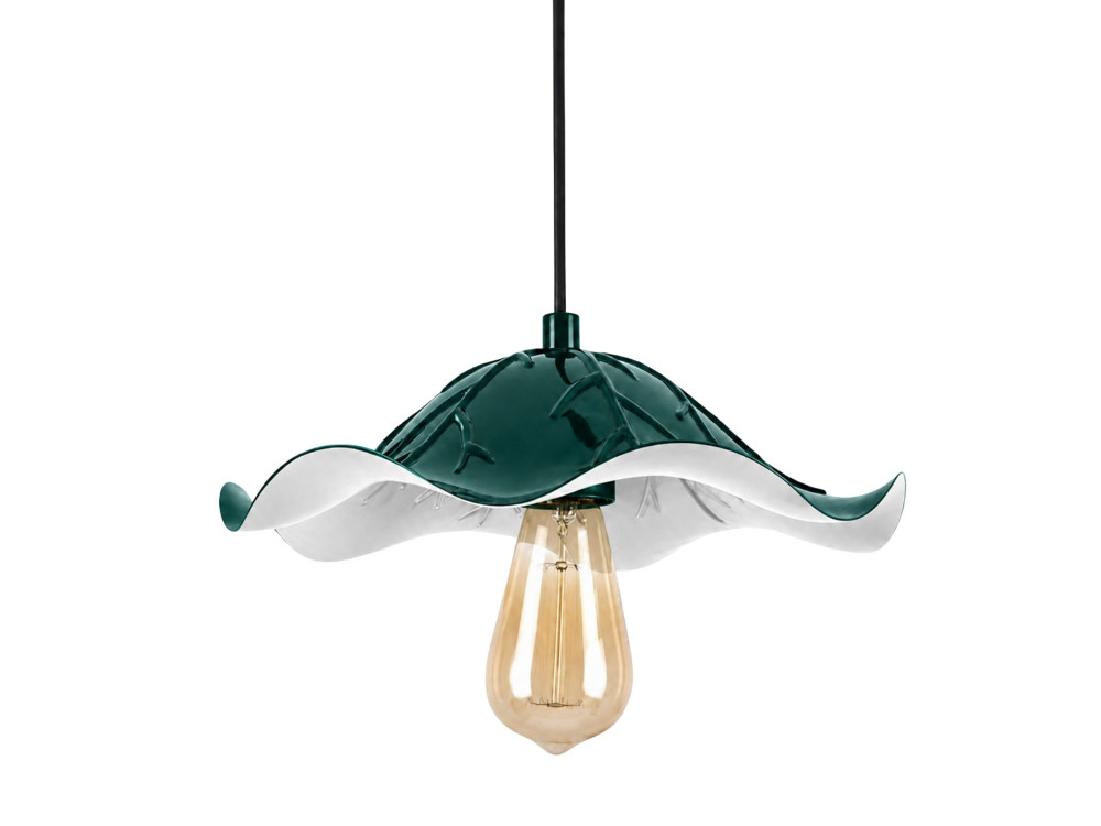 Candeeiro suspenso em metal «Liana» - 29 x 29 cm - Verde escuro