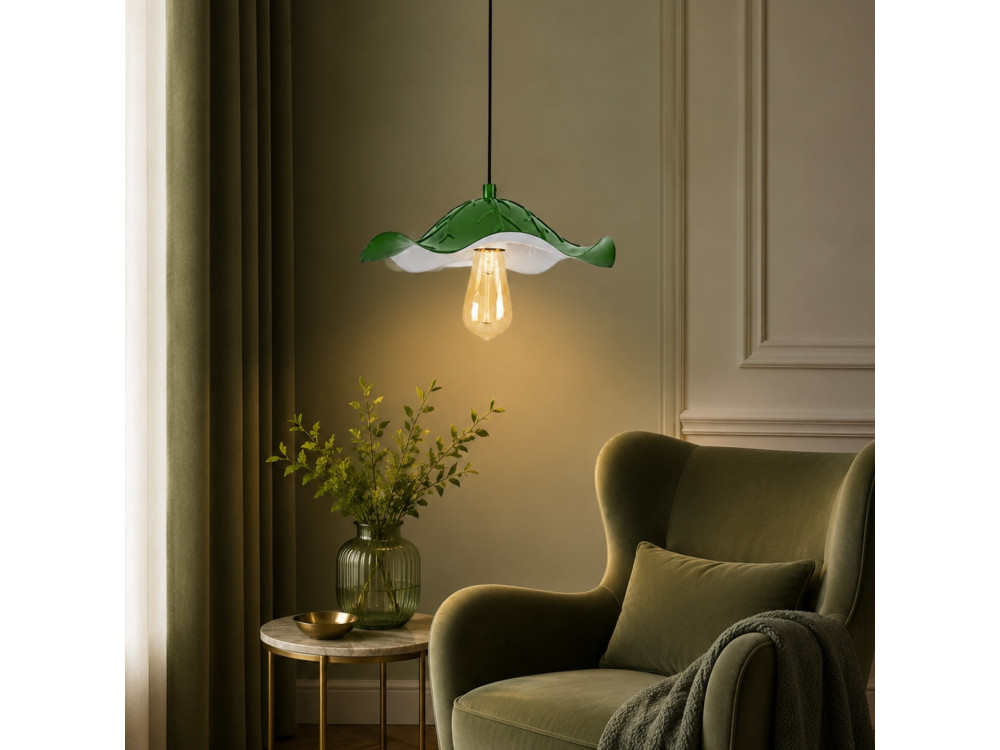 Candeeiro suspenso em metal «Liana» - 29 x 29 cm - Verde claro