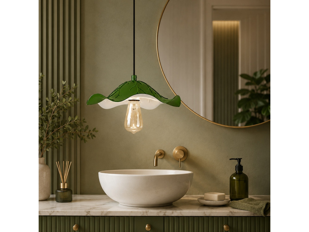Candeeiro suspenso em metal «Liana» - 29 x 29 cm - Verde claro