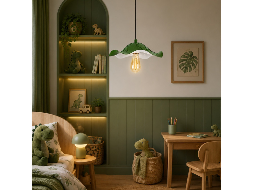 Candeeiro suspenso em metal «Liana» - 29 x 29 cm - Verde claro