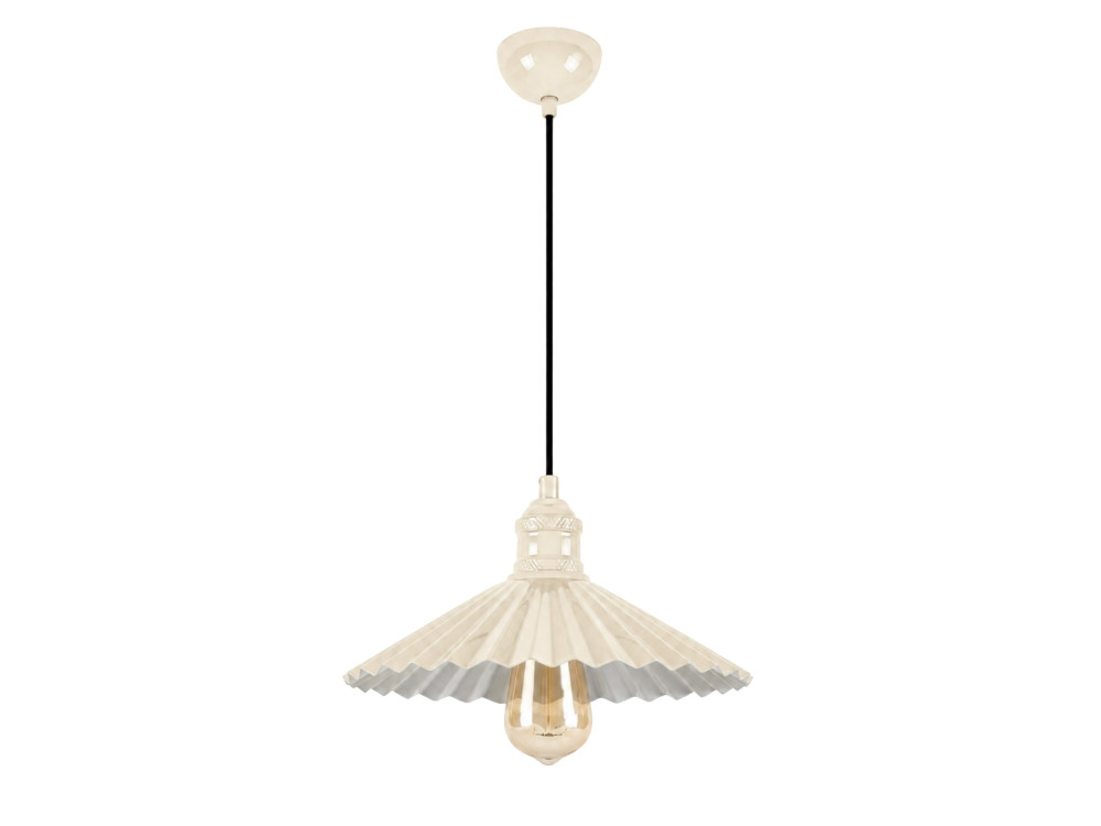 Candeeiro suspenso em metal «Plise» - 32 x 32 cm - Bege