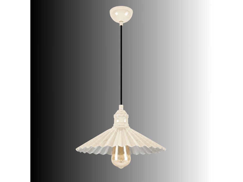 Candeeiro suspenso em metal «Plise» - 32 x 32 cm - Bege