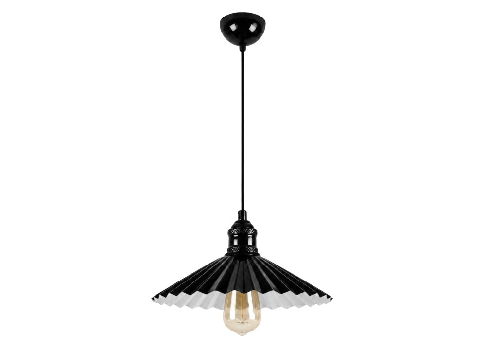 Candeeiro suspenso em metal «Plise» - 32 x 32 cm - Preto