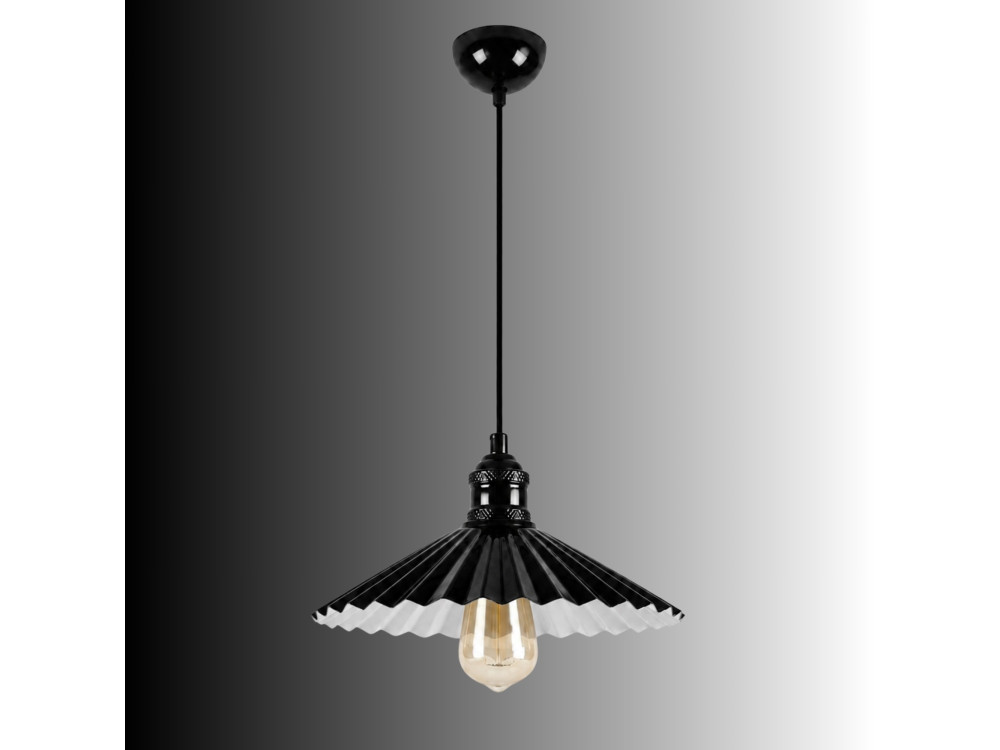 Candeeiro suspenso em metal «Plise» - 32 x 32 cm - Preto