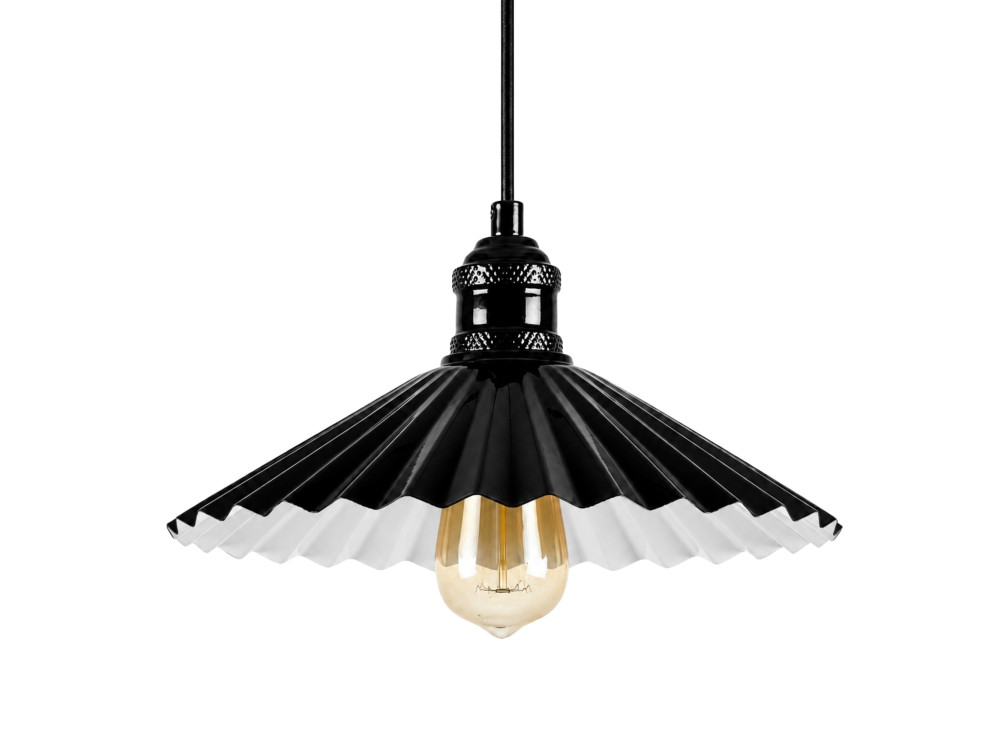 Candeeiro suspenso em metal «Plise» - 32 x 32 cm - Preto