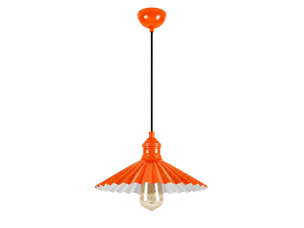 Candeeiro suspenso em metal «Plise» - 32 x 32 cm - Laranja