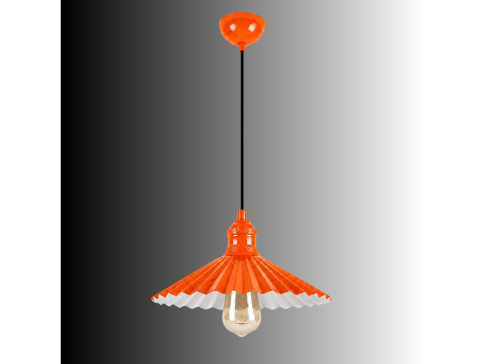Candeeiro suspenso em metal «Plise» - 32 x 32 cm - Laranja