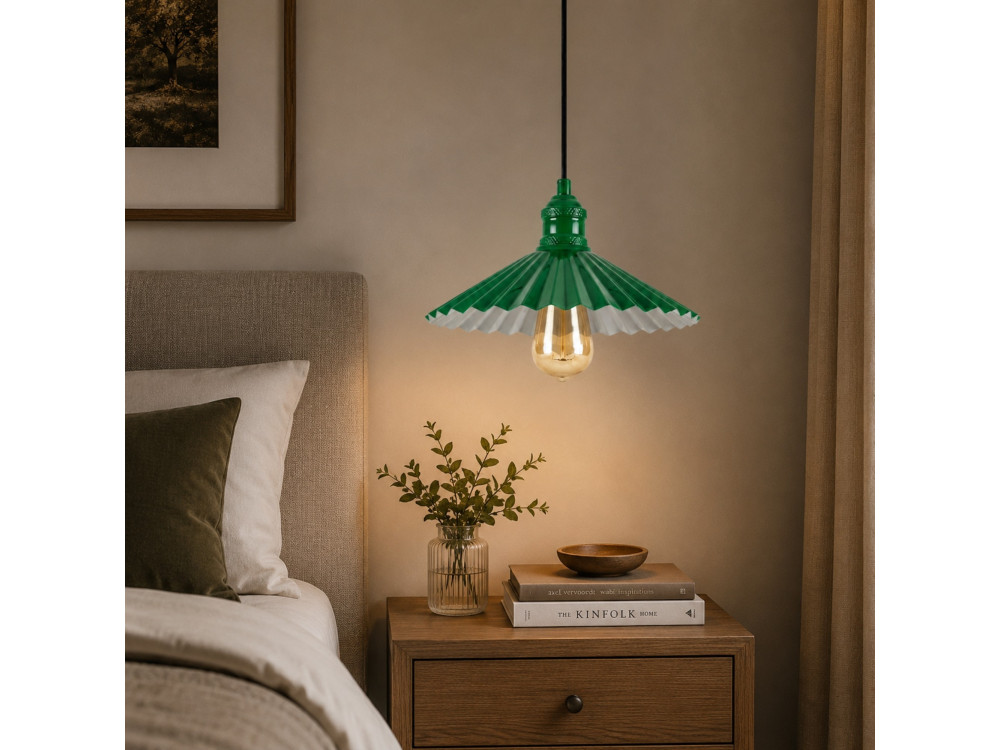 Candeeiro suspenso em metal «Plise» - 32 x 32 cm - Verde claro