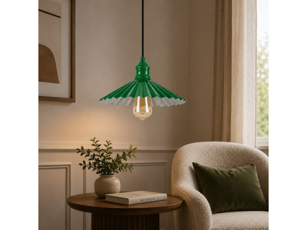 Candeeiro suspenso em metal «Plise» - 32 x 32 cm - Verde claro