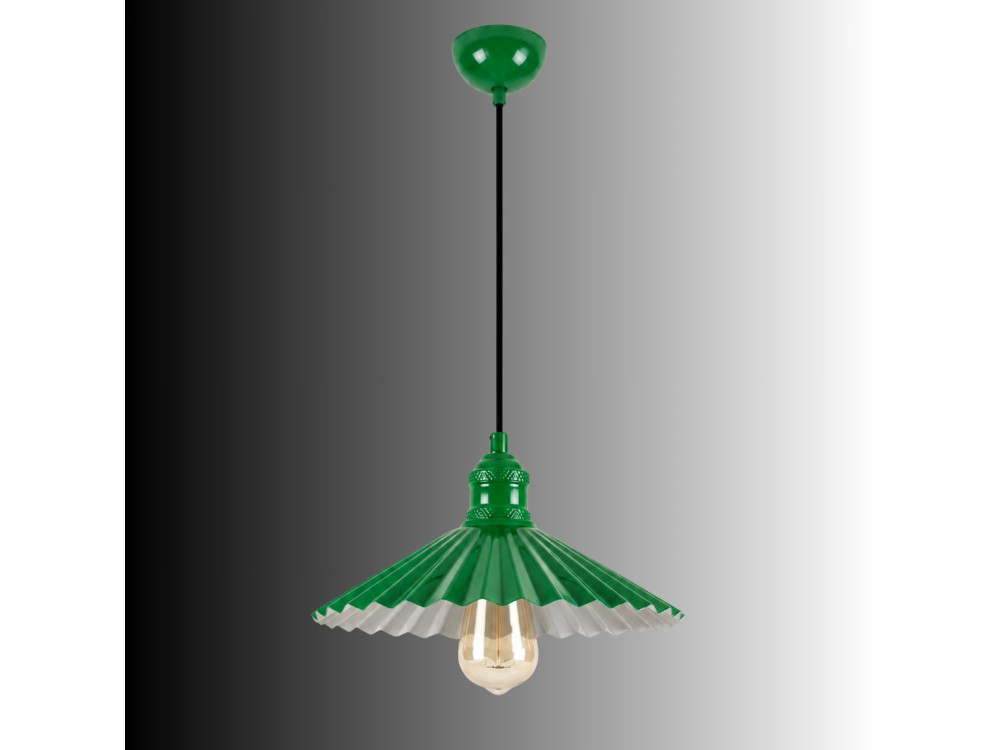 Candeeiro suspenso em metal «Plise» - 32 x 32 cm - Verde claro