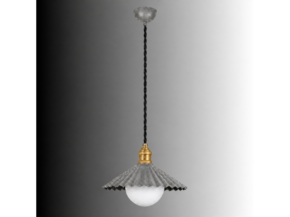 Candeeiro suspenso em metal «Plise» - 32 x 32 cm - Cinzento
