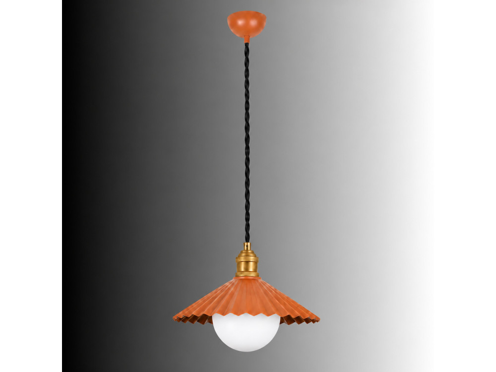 Candeeiro suspenso em metal «Plise» - 32 x 32 cm - Laranja