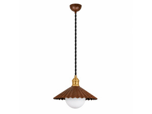 Candeeiro suspenso em metal «Plise» - 32 x 32 cm - Castanho escuro