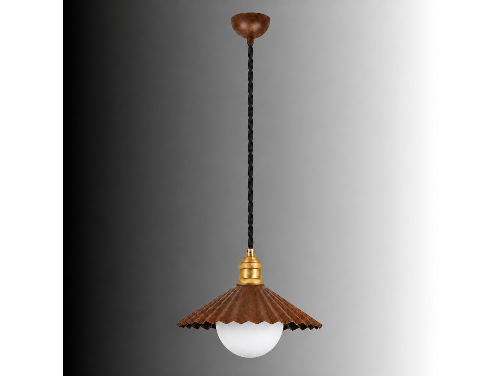 Candeeiro suspenso em metal «Plise» - 32 x 32 cm - Castanho escuro