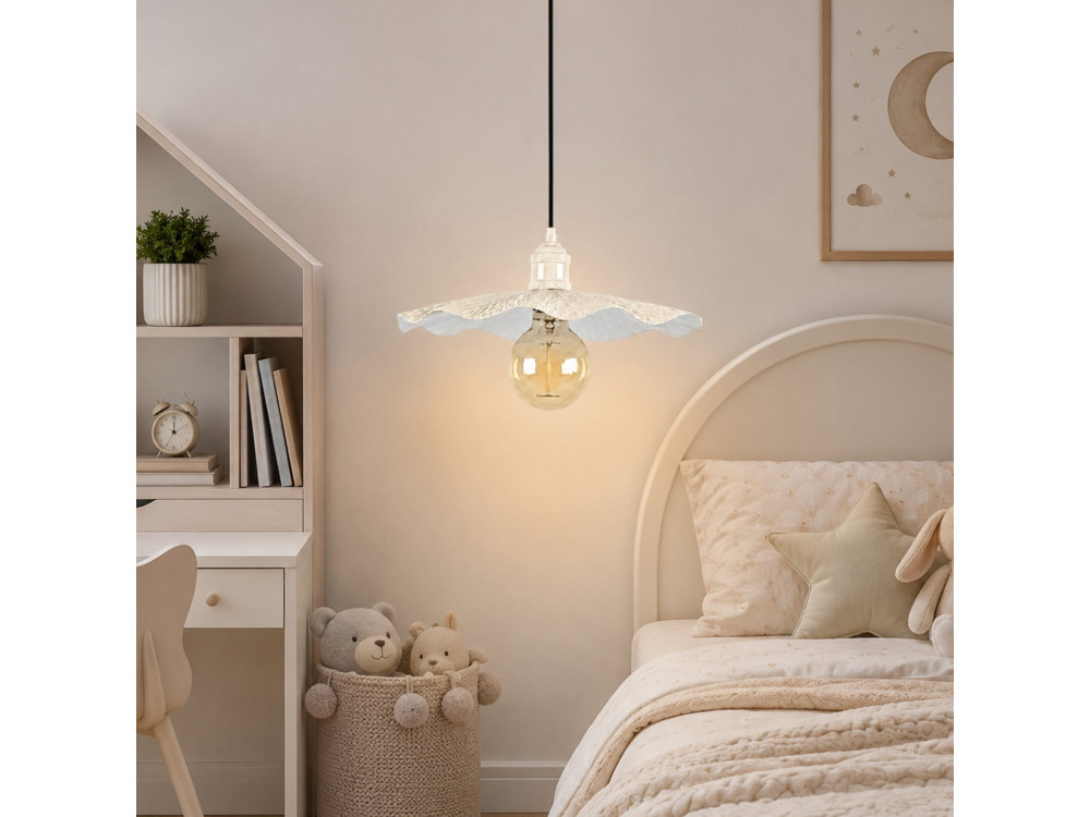Candeeiro suspenso em metal «Ondula» - 34 x 34 cm - Bege