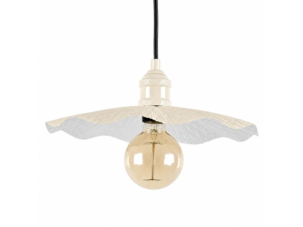 Candeeiro suspenso em metal «Ondula» - 34 x 34 cm - Bege