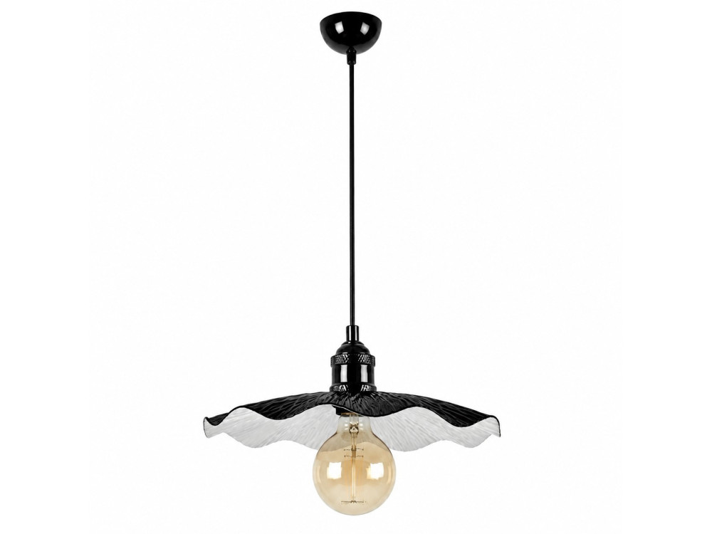 Candeeiro suspenso em metal «Ondula» - 34 x 34 cm - Preto