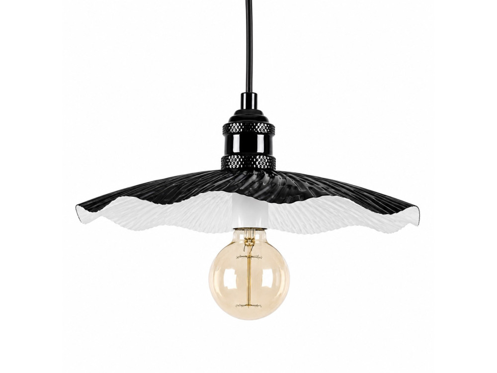 Candeeiro suspenso em metal «Ondula» - 34 x 34 cm - Preto