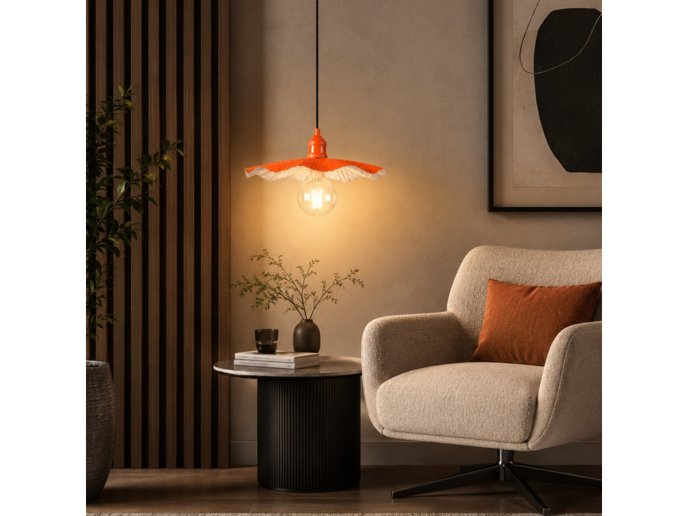 Candeeiro suspenso em metal «Ondula» - 34 x 34 cm - Laranja