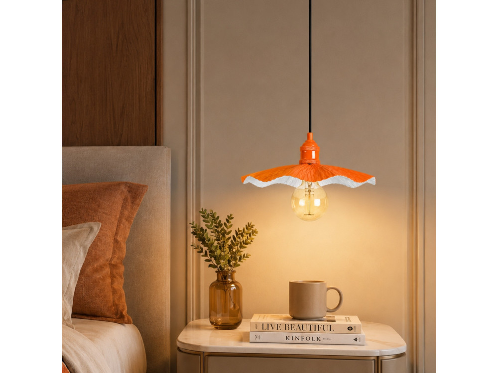 Candeeiro suspenso em metal «Ondula» - 34 x 34 cm - Laranja
