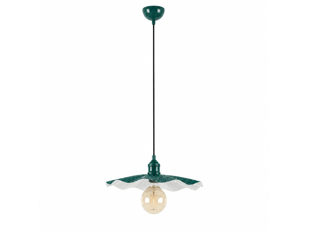 Candeeiro suspenso em metal «Ondula» - 34 x 34 cm - Verde escuro