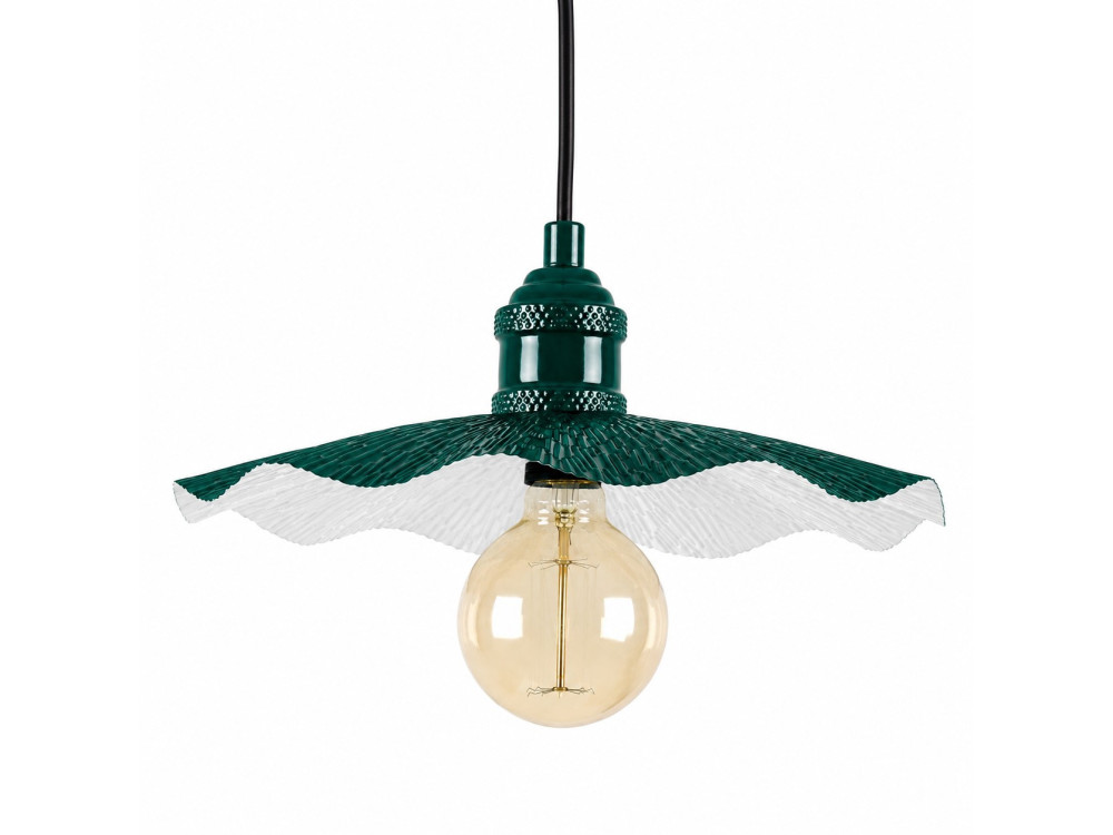 Candeeiro suspenso em metal «Ondula» - 34 x 34 cm - Verde escuro
