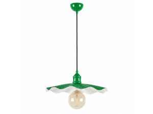 Candeeiro suspenso em metal «Ondula» - 34 x 34 cm - Verde claro