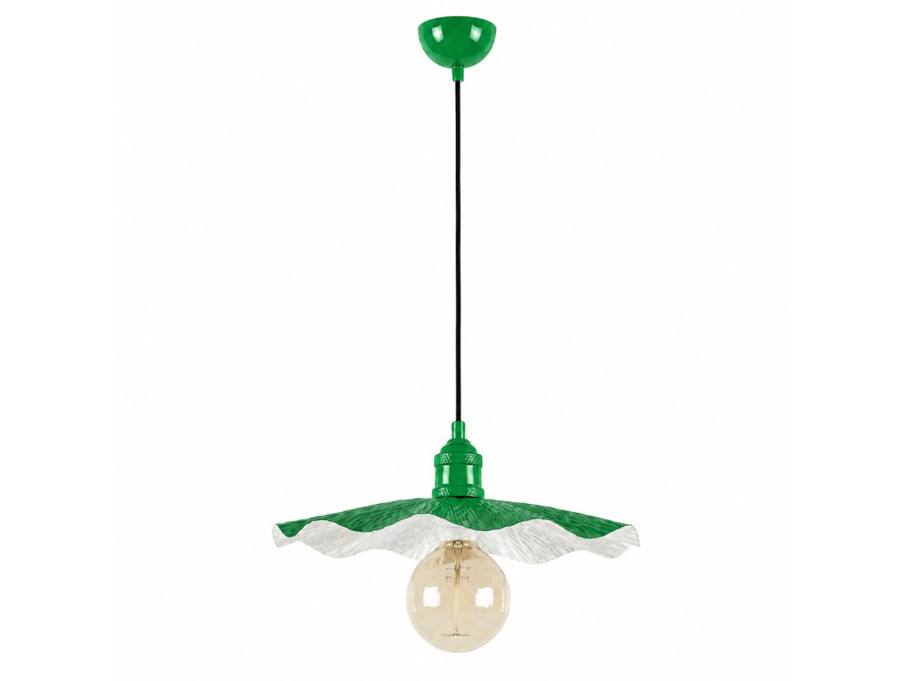 Candeeiro suspenso em metal «Ondula» - 34 x 34 cm - Verde claro