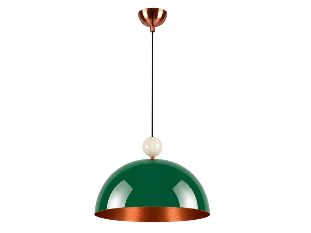 Candeeiro suspenso em metal «Bubble» - 40 x 40 cm - Verde escuro