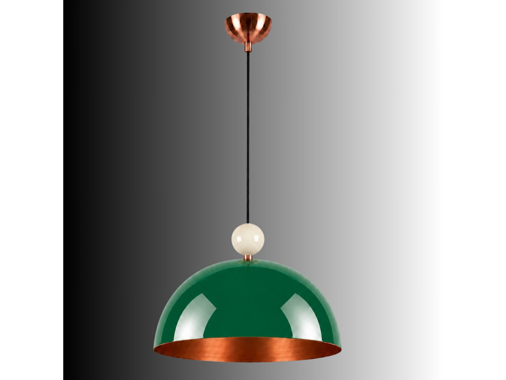 Candeeiro suspenso em metal «Bubble» - 40 x 40 cm - Verde escuro